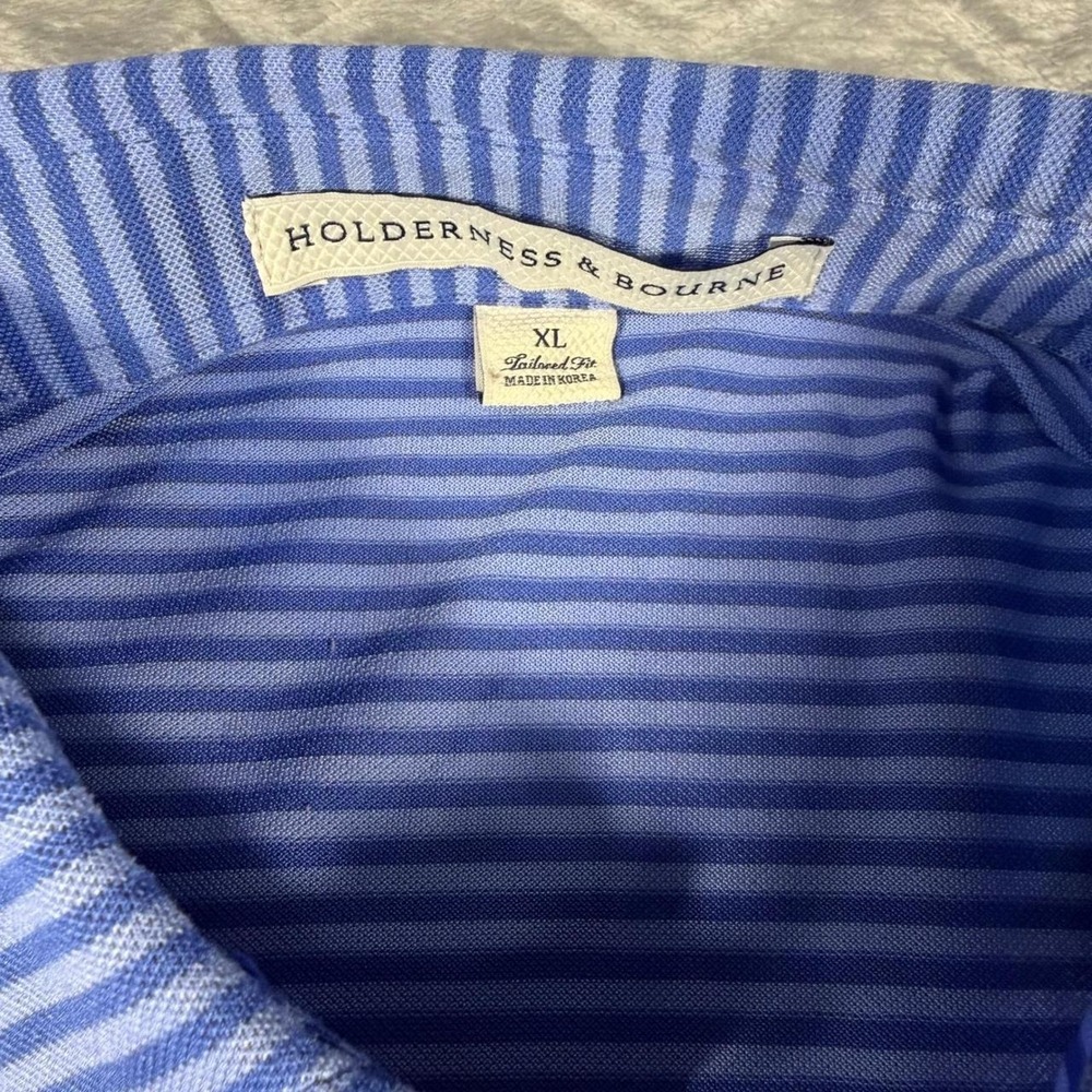 Holderness and Bourne‎ Men's XL Tailored Fit Striped Performance Golf Polo Shirt - Picture 3 of 6